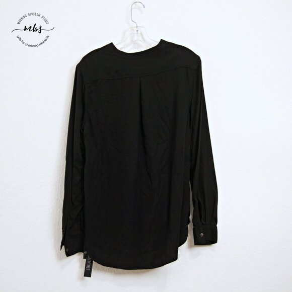NWT Blank NYC Sugar Baby Wrap Front Long Sleeve Blouse Black Women M - Picture 2 of 8